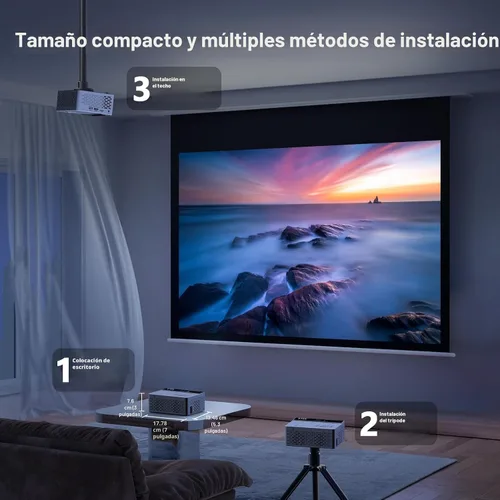 Vista 7 de TMY Mini proyector, proyector Bluetooth mejorado con pantalla, proyector portátil Full HD de 1080P, proyector de películas compatible con TV Stick