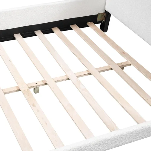 Vista 7 de Cama de plataforma tapizada de tamaño completo con cabecero en forma de orejas de dibujos animados, para muebles de dormitorio de niños