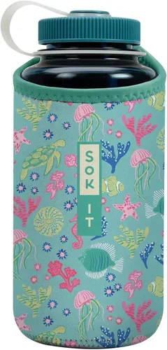 Vista 261 de Sok It BotlSok Funda para botella de agua con cubierta de neopreno aislante (Floral abstracto, se ajusta a CamelBak o Nalgene de 12 onzas)