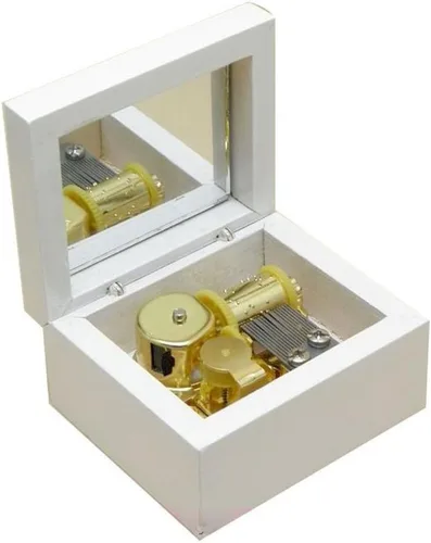 Vista 5 de Caja de música de madera enrollada con movimiento chapado en oro, piel Elise, negro