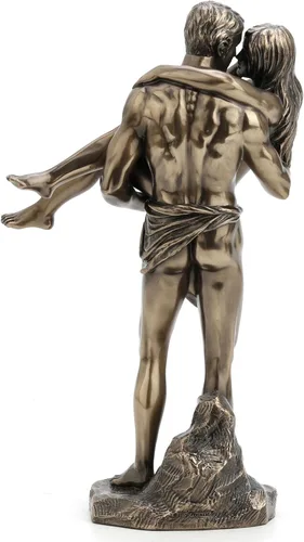 Vista 4 de Veronese Design 11 3/8 pulgadas los amantes nupcial llevan la escultura desnuda artística del final del bronce antiguo de la resina del molde en frío