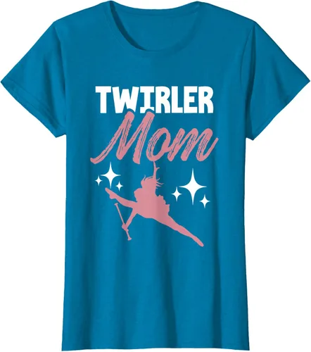 Vista 83 de Twirler Mom Baton Twirl Mother Majorette Twirling Camiseta, Negro, S
