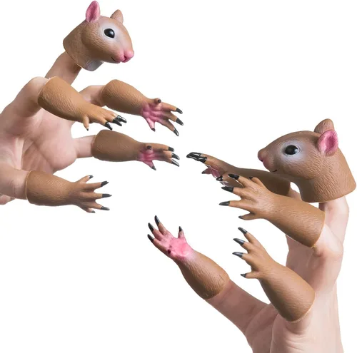 Vista 5 de Handi - Marioneta de mano con diseño de ardilla, marionetas de animales para el dedo para niños.