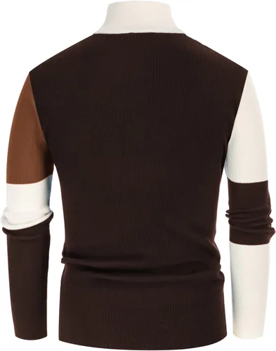 Vista 4 de GRACE KARIN Mens Chic Stand Collar Zip Sweaters Lightweight Thermal Turtlenecks Pullover Green