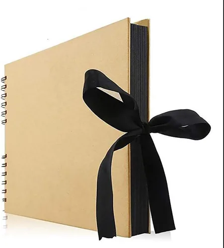 Vista 12 de GOTIDEAL Álbum de recortes de 7 x 7 pulgadas con marcadores metálicos, 40 páginas, álbumes de fotos de papel kraft para bodas y aniversarios