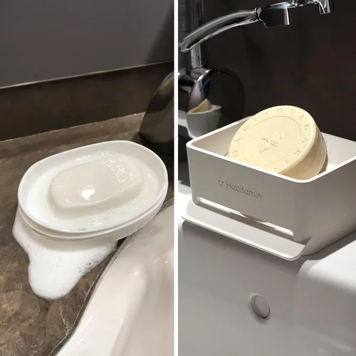 Vista 7 de Soap Mate - Jabonera inclinada con autodrenante y secado, ahorrador de jabón natural rápido para baño, ducha y fregadero de cocina (blanco frío)