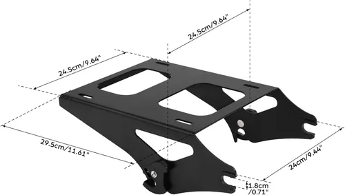 Vista 7 de TCT-MOTORPARTS Atlas Silver Metálico Maletero de Viaje Modificado con Respaldo y Montaje en Rack Adecuado para Harley Touring 14-25 Street Glide