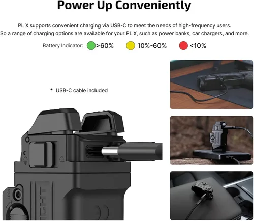 Vista 2 de OLIGHT PL X - Paquete de luces tácticas recargables para montaje en riel con USB-C