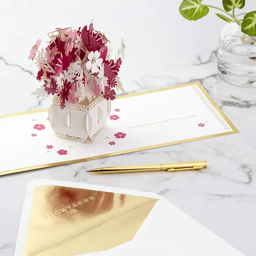 Vista 7 de Hallmark Tarjeta desplegable Signature Paper Wonder, Thankful for You & Signature Paper Wonder, ramo de pensamientos felices