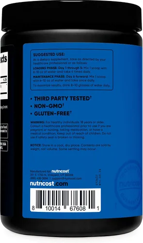 Vista 4 de Nutricost Creapure® Monohidrato de Creatina 500 Gramos