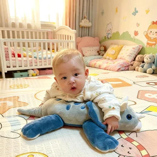 Vista 6 de Weighted Dinosaur Plush Toy, 23.5"/4.5 Pounds, Giant Blue Triceratops Dinosaur Plush, Autism Sensory Toys, Anti-Stress Weighted Stuffed Animals for