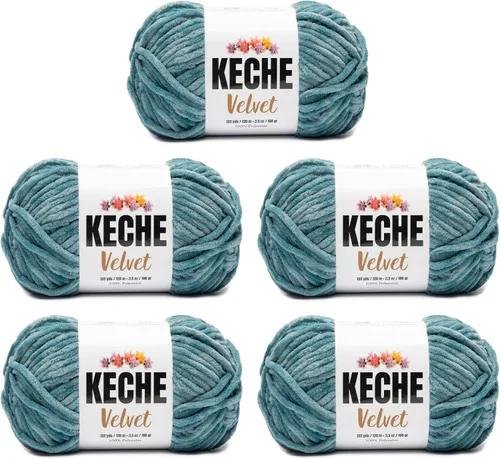 Vista 115 de Keche Hilo para ganchillo, hilo de terciopelo, chenilla suave, manta de bebé voluminosa amigurumi Yarn 3.53 oz (132 yardas) - Arona