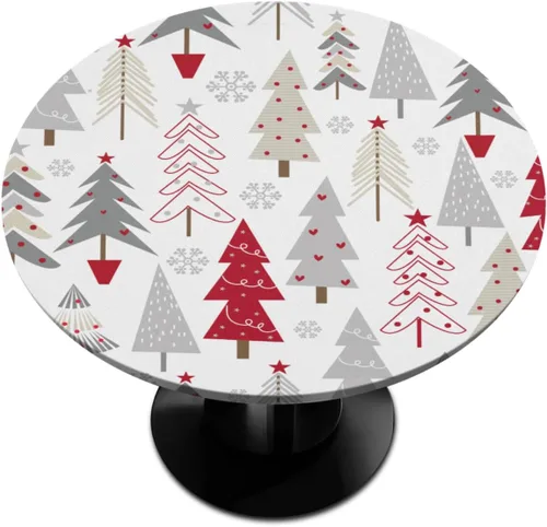 Vista 12 de Mantel redondo ajustable para árbol de Navidad de 36 a 42 pulgadas, diseño de copos de nieve, impermeable, lavable, con bordes elásticos, decoración