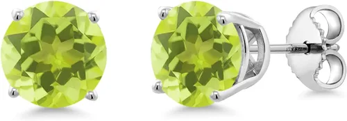 Vista 47 de Gem Stone King Aretes de plata de ley 925 con piedra natal redonda de 0.276 in para mujer