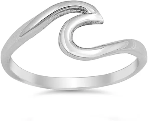 Vista 10 de CloseoutWarehouse Anillo de plata de ley 925 con diseño de ondas (tallas 2-15, opciones de color)