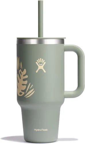 Vista 23 de Hydro Flask Vaso de Viaje con Asa, Tapa y Pajita - Acero Inoxidable Aislado en 24 Oz Aloe