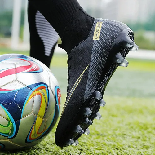 Vista 5 de MFSH Unisex-Cleats Soccer Shoes for Big Boy Fgag High-top Spikes Football Shoes for Younth Professional Training Turf Indoor Ankle Boots Athletic