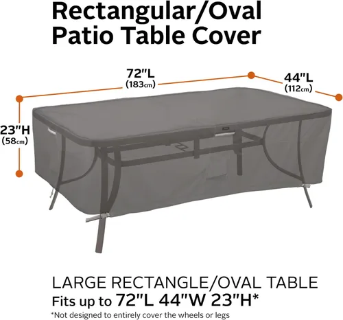 Vista 3 de Classic Accessories Ravenna - Mantel rectangular u ovalado resistente al agua de 72 pulgadas para mesa de patio, para exteriores