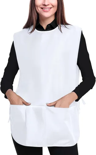 Vista 10 de BOHARERS Delantal Smock Cobbler para Mujeres y Hombres - con Lazos Laterales y 3 Bolsillos para Chef de Cocina, Limpieza, Estilista