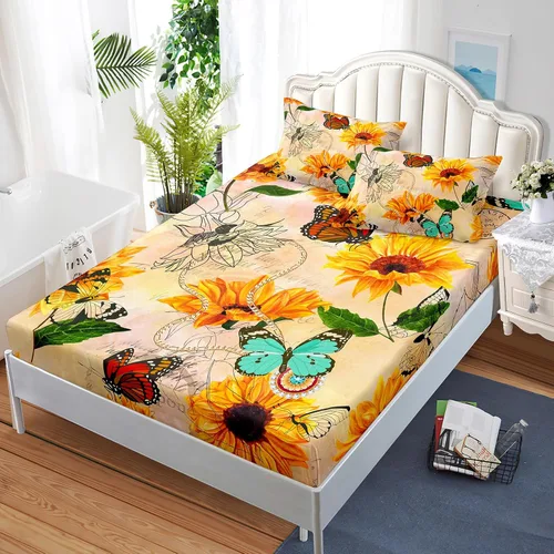 Vista 30 de Nttopship Sábanas y fundas de almohada florales bohemias, sábana bajera ajustable de microfibra suave, bolsillos profundos, decoración