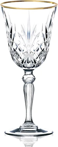 Vista 5 de Cristalería de cristal elegante y moderna para organizar fiestas y eventos, doble vaso de bebidas Old Fashion, banda dorada, juego de 4, 9 onzas.