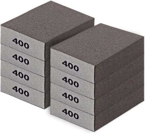 Vista 17 de Romeda Paquete de 8 bloques de papel de lija, esponja de lijado hecha a mano lavable y reutilizable de 100 granos, bloques de papel de lija para 100