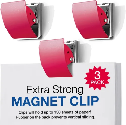 Vista 11 de Clips magnéticos extra fuertes para refrigerador y más, color azul grande, paquete de 3