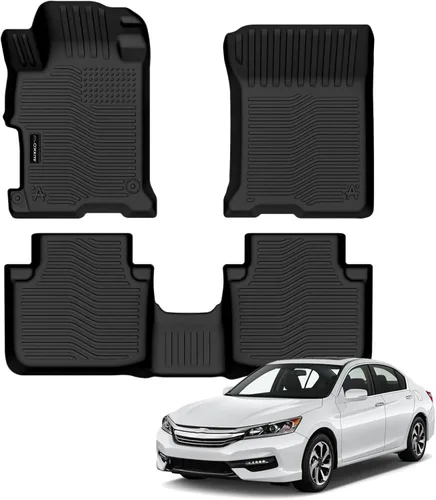 Vista 29 de Auxko Alfombrillas para todo tipo de clima, tapete de carga con respaldo para Honda Pilot 8 pasajeros 2016-2022, forros de elastómero termoplástico