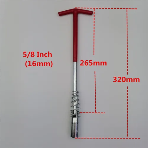 Vista 5 de Llave de bujía de 5/8 pulgadas (16 mm), mango largo extendido, llave universal de enchufe de bujía con mango en T, removedor e instalador de enchufe