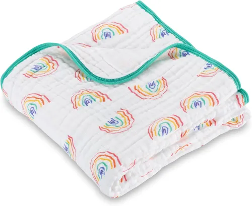 Vista 9 de LollyBanks Manta de muselina para bebé 100% algodón, 6 capas, mantas suaves para bebés para niñas, manta grande de 47 x 47 pulgadas versátil