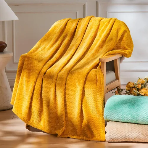 Vista 66 de NEWCOSPLAY Manta de Tiro Súper Suave Aqua Franela Sedosa Premium Fleece con Patrón de Hojas Ligera Manta de Cama para Uso en Todas las Estaciones