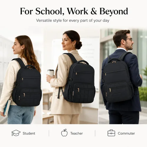 Vista 8 de Mochila para mujer de 15.6 pulgadas, mochila escolar universitaria para niña, Portátil