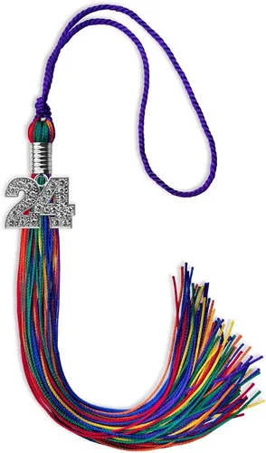 Vista 68 de Endea Graduation Borla de un solo color con dije de plata brillante (oro antiguo, 2022)