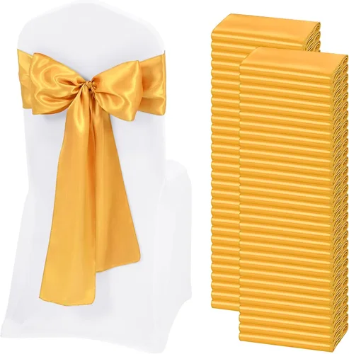 Vista 17 de 60 bandas de satén color burdeos para silla, diseño de lazos, para decoración de sillas de Acción de Gracias, boda, Navidad, banquetes, fiestas