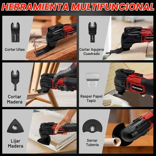Vista 7 de Multiherramientas oscilantes para batería Milwaukee de 18 V, multiherramienta inalámbrica con 6 velocidades variables 8,500-21,000 RPM, 23 piezas