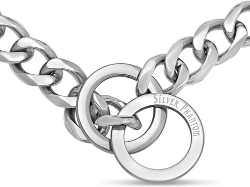 Vista 2 de Silver Phantom Jewelry Collar de perro de cadena cubana resistente, 0.787 in, plata, 36 pulgadas, razas grandes