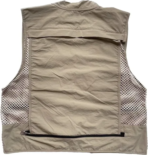 Vista 4 de Chaleco de malla transpirable con múltiples bolsillos para hombre, viajeros al aire libre, pesca con mosca, fotografía