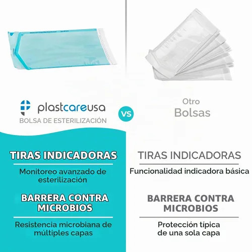 Vista 3 de 200 bolsas de esterilización grandes de 10"x16" para esterilizar y autoclave instrumentos