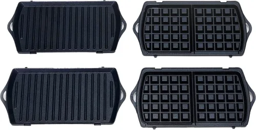 Vista 6 de Amazon Basics Wafflera, Sandwichera y Parrilla 3 en 1 Negra, 700W
