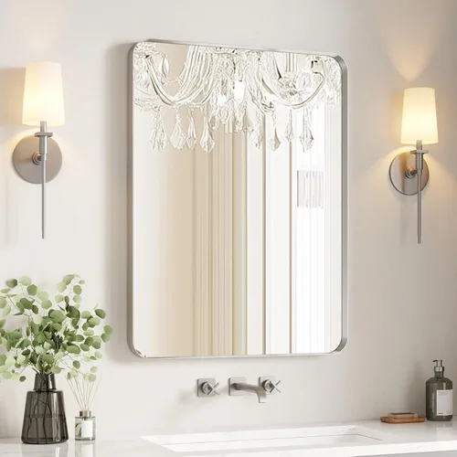 Vista 20 de USHOWER Espejo de baño negro para sobre el fregadero, 22 x 30 pulgadas, espejo rectangular negro mate para pared, espejo de tocador con marco