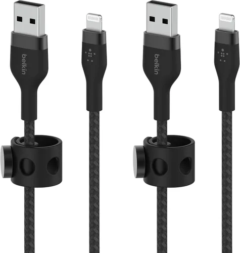 Vista 4 de Belkin BoostCharge Pro Flex Cable Trenzado USB Tipo A a Lightning (1M/3.3FT), Cable de Carga Certificado MFi para iPhone 14, 13, 12, 11, Pro, Max