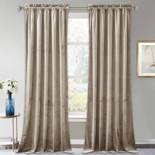 Vista 83 de RYB HOME Cortinas opacas de terciopelo para dormitorio, aislamiento térmico, privacidad, luz solar, bloqueo de calor, cortinas lujosas con bolsillo