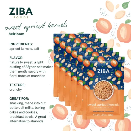 Vista 4 de Ziba Foods Granos de Albaricoque Dulce Cultivados Silvestres Sin OMG, Vegano, Apto para Whole 30 y Ceto, Paleo, Tostados en Seco Supersemillas