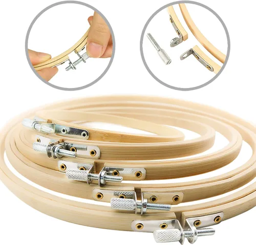 Vista 3 de Similane 5 aros de bordado de bambú para punto de cruz, anillo de 5 a 10 pulgadas para bordado y punto de cruz