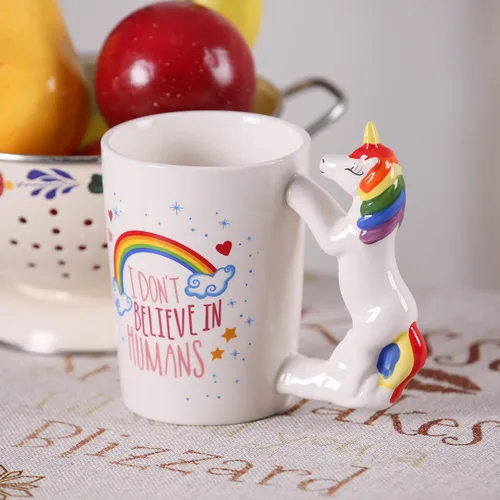 Vista 4 de Taza de cerámica para el hogar y la oficina, taza creativa de animales 3D de porcelana con asa para café, té, jugo, leche y agua, 14 onzas, taza
