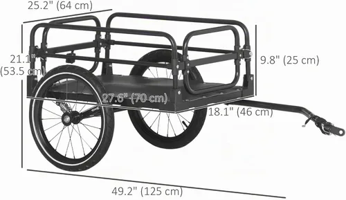 Vista 7 de Aosom Remolque de carga para bicicleta con suspensión, ruedas de 16 Carro de bicicleta, remolque de bicicleta, triple seguridad características