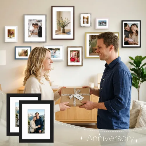 Vista 7 de Golden State Art, Portarretratos de 8 x 10 pulgadas con paspartú para fotos de 5 x 7 pulgadas - Vidrio de alta definición para montaje en pared o 1