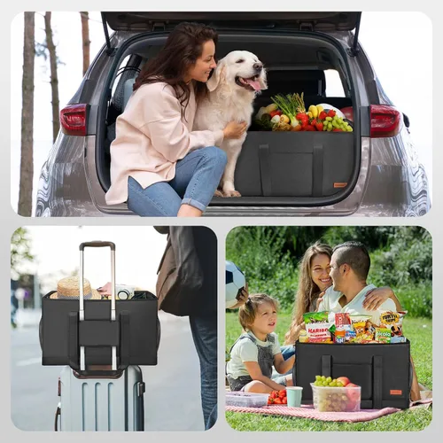Vista 7 de MHOMER Bolsas de compras reutilizables verticales extra impermeables, bolsa tote extragrande con asas de transporte, bolsas de compras plegables