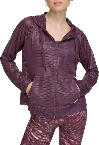 Vista 2 de DKNY Sudadera con capucha de malla Sprint con cremallera para mujer