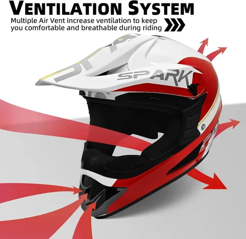 Vista 4 de Youth Dirt Bike ATV Off Road Motorcycle Helmets DOT Approved Blanco